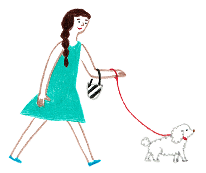 女の子と犬のイラスト